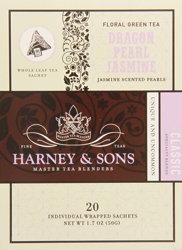 Harney & Sons Dragon Pearl Green Tea Sachets, Jasmine, 1.7 Oz
